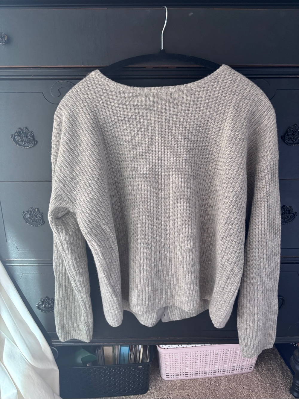 Quince Light Gray Ribbed Button-Up Cardigan - Picture 2 of 3